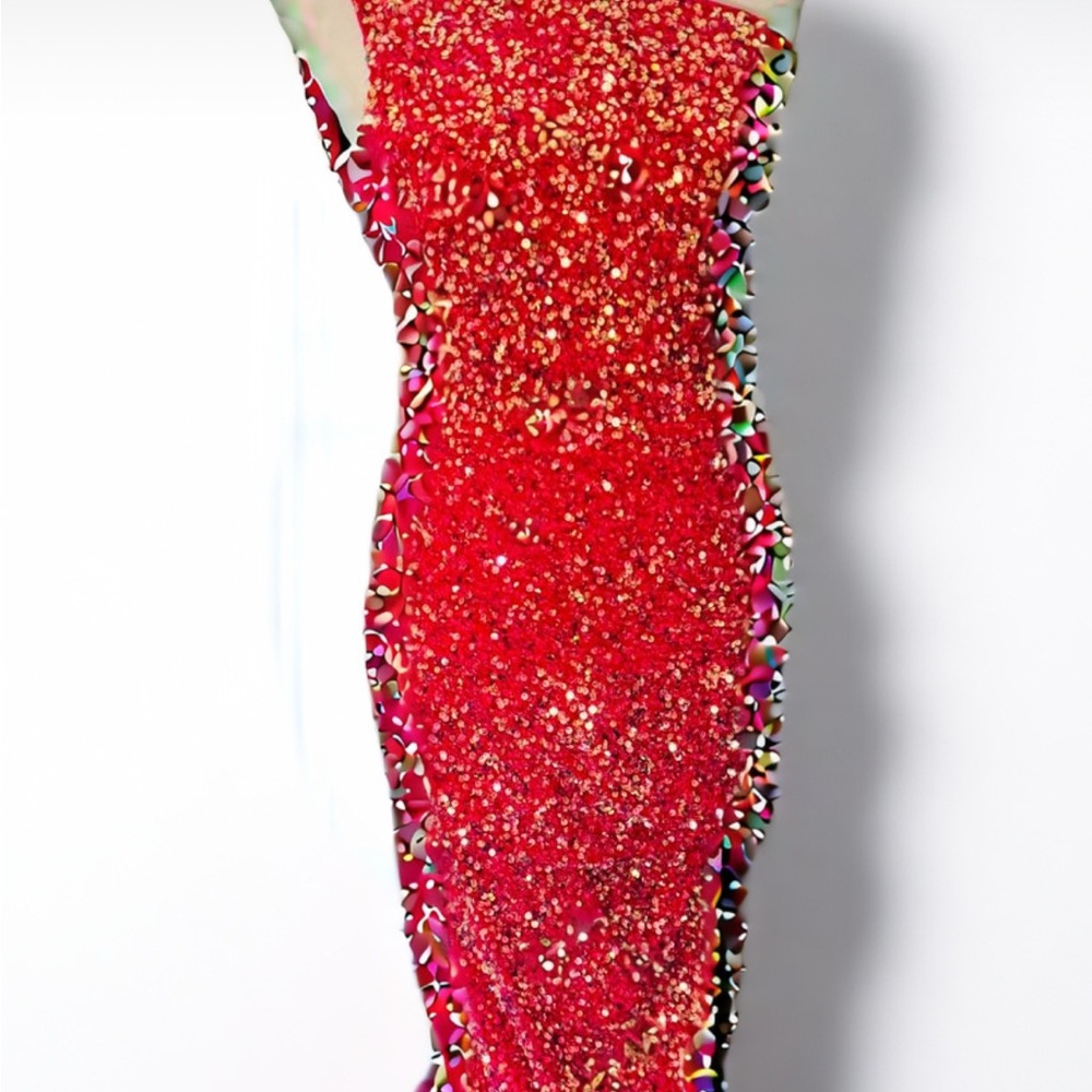 Custom U.S. Small Hot Pink Sequin One Shoulder Prom Gown W Slit